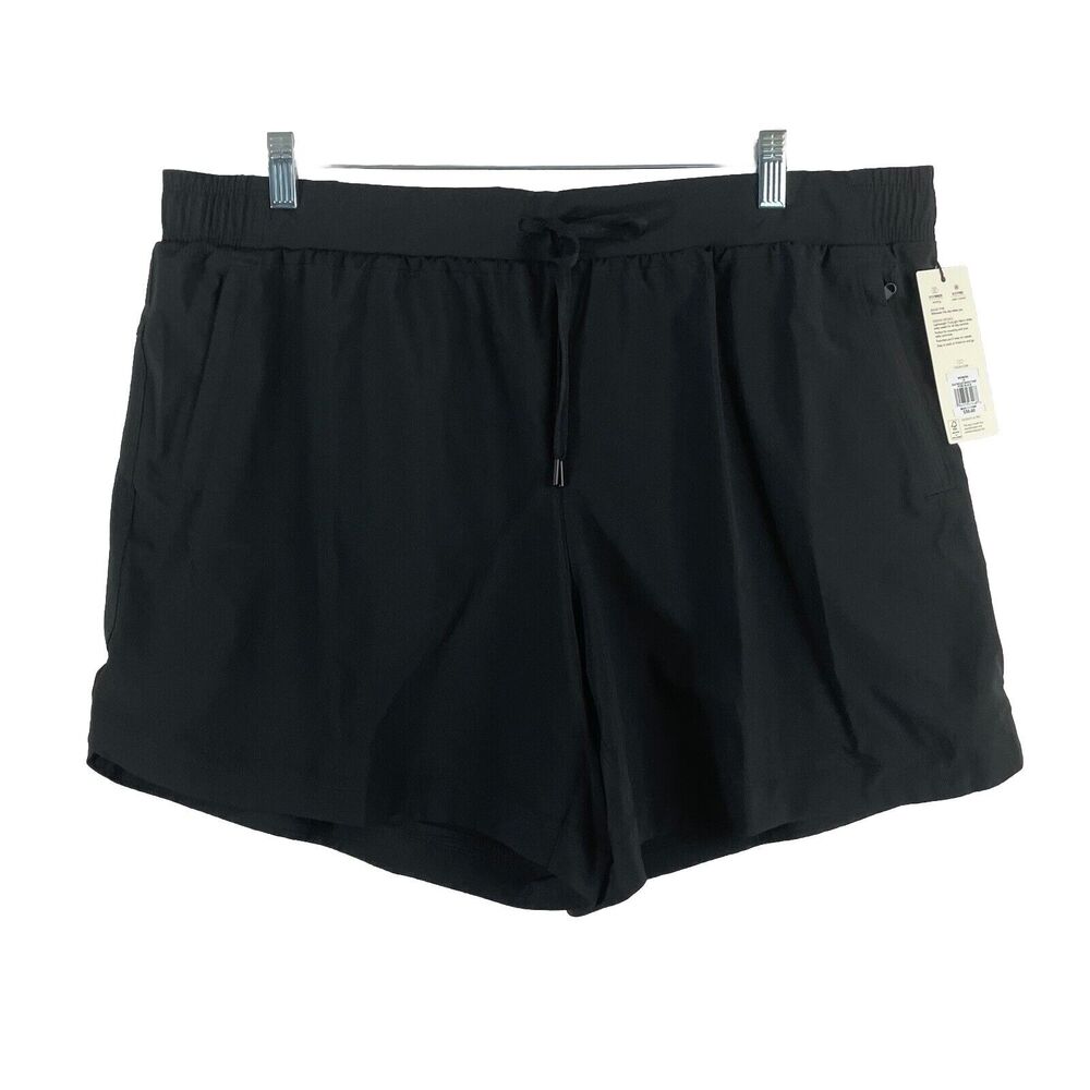 CALIA Journey Collection Mid-Rise Shorts Size 1X Pure Black Relaxed Fit 5” NWT